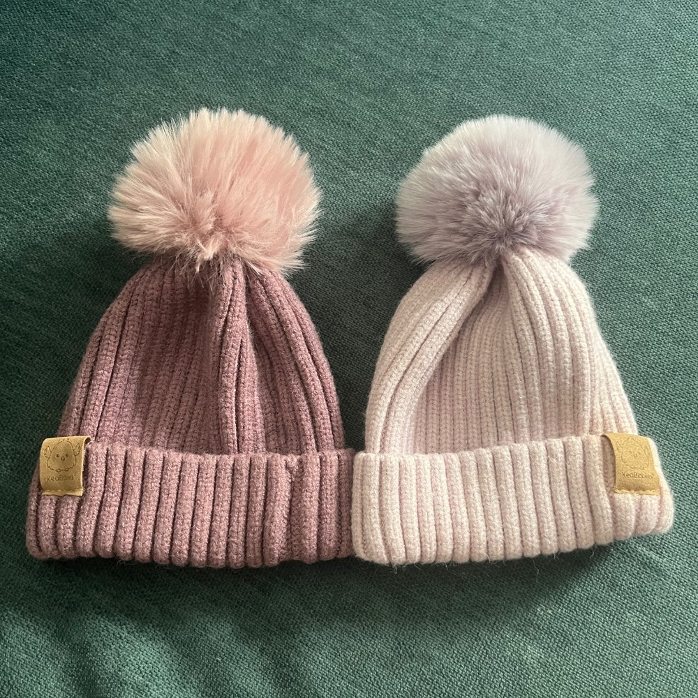 NWOT 2-Pack Baby Hats for Girls, 6 - 36 months - Stretchy Baby Beanies